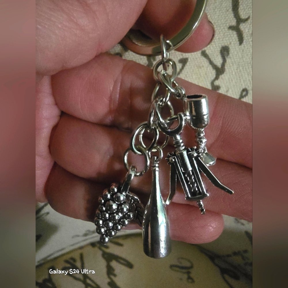 Silver Wine Bag charm/Keychain New